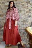 Nonni Gingham Poet Blouse Sangria